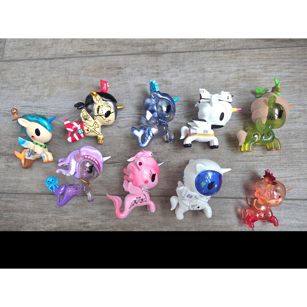 Lot of 9 Rare Tokidoki Unicorno Vinyl Figures - Collectible Art Toy Set